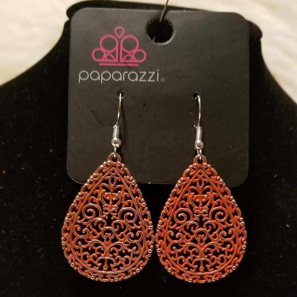 INDIE IDOL ORANGE VINE FILIGREE SILVER earrings